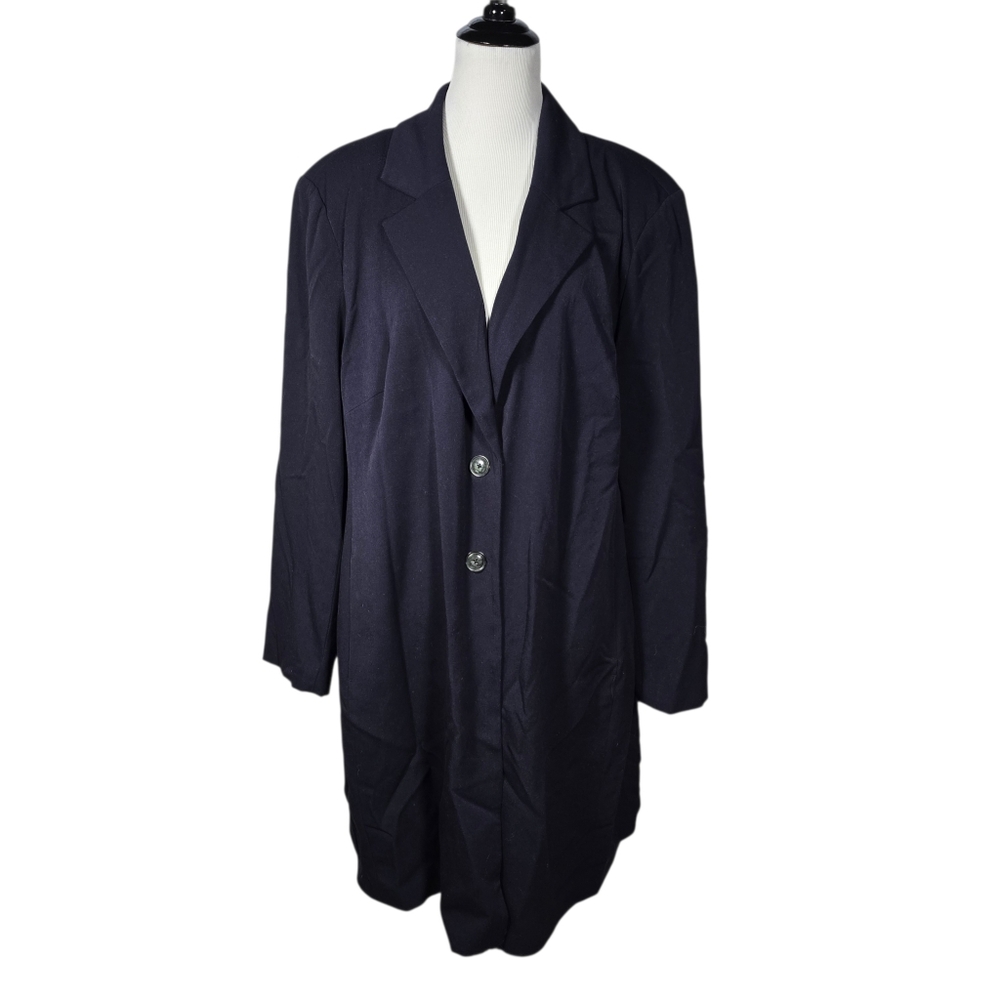 Rafaella Woman 22W Navy Blue Long Lightweight Trench Buttoned Jacket